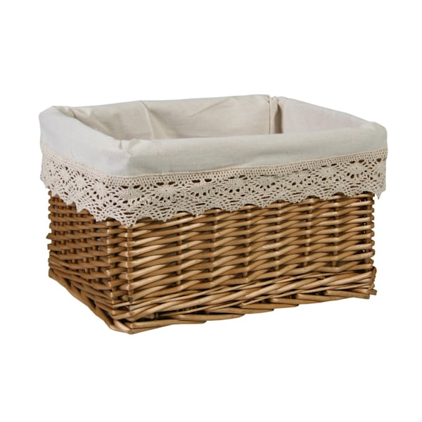 Kurv MAX-3, 40x30xH24cm, vævning, farve: lysebrun, stof med blonder