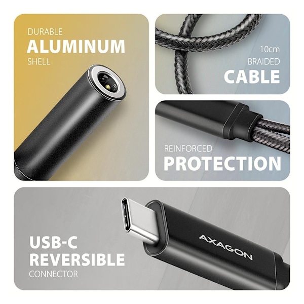 AXAGON, ADA-HCPD USB-C - Hi-Res DAC Audio Adapter PD, 60W