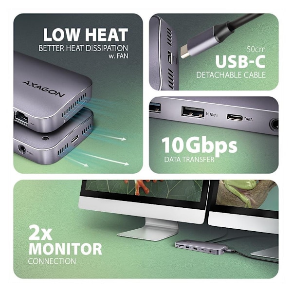 AXAGON, USB-C 10 Gbps GEN2COMBO 12in1 Hub, HMC-12GM2