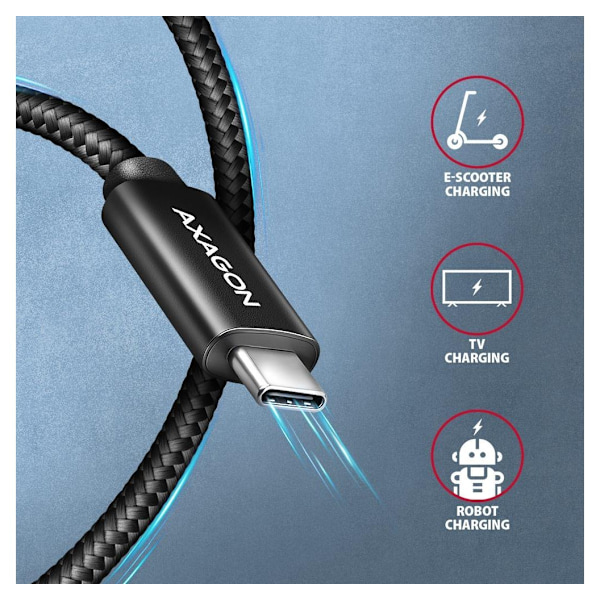 AXAGON, USB-C till USB-C, Data och laddning USB 480Mbps kabel, 2,5 m, BUCM2-CM25AB