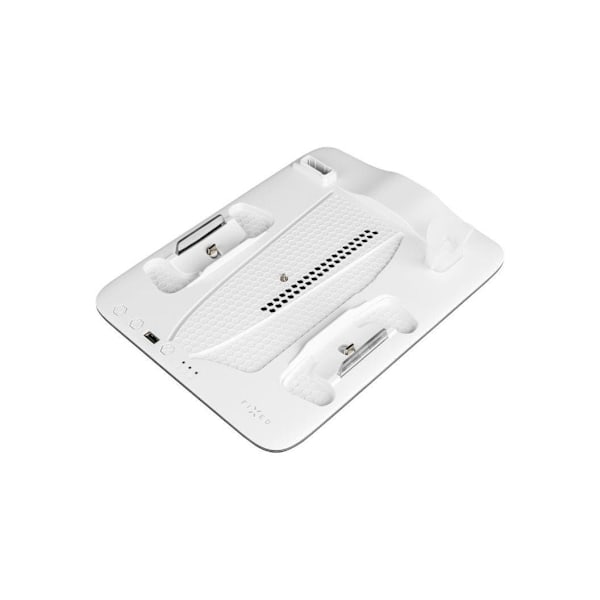Fast, multifunksjonell stasjon for PlayStation 5 (Slim) med vifter og lading for to DualSense-kontrollere, FIXPS5S-MCS-BW