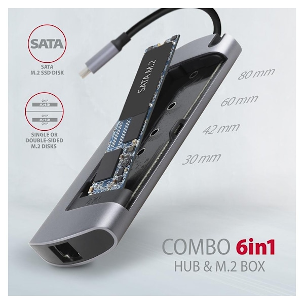 AXAGON, SuperSpeed ​​USB-C Combo 6in1 Hub, HMC-6M2