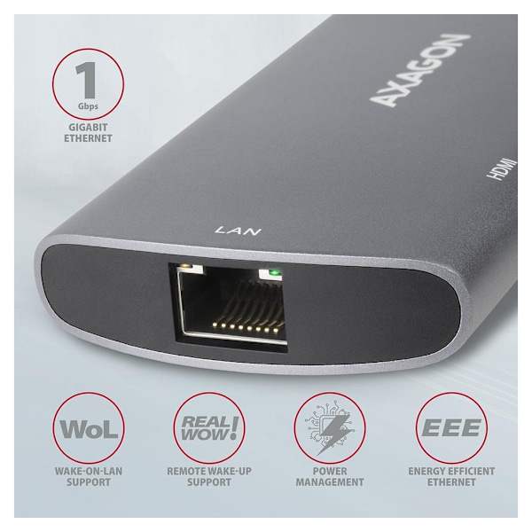 AXAGON, SuperSpeed ​​USB-C Combo 6in1 Hub, HMC-6M2