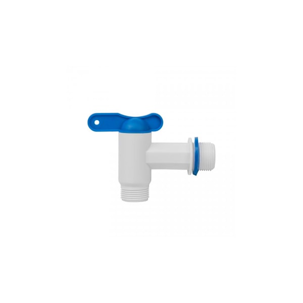PP-hana, jossa 3/4 "uloskierretulo, 3/4" ulkokierrelähtö - valkoinen