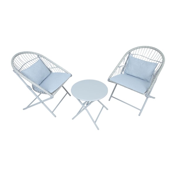 Balcony set YOLANDA 2 chairs and table, light gray