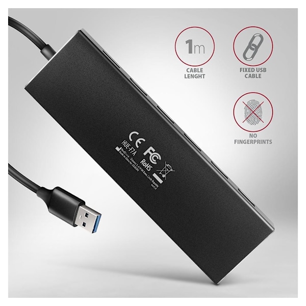 AXAGON, SuperSpeed ​​USB-A FLAT Hub, HUE-F7A