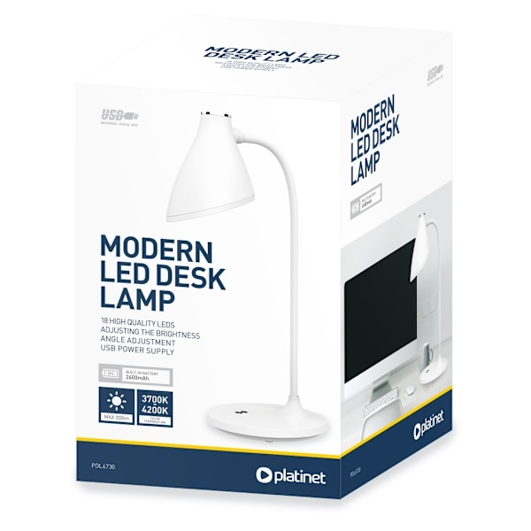 Platinett skrivebordslampe PDL6730 5W, hvit (45239)