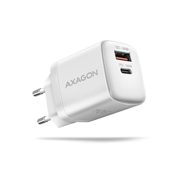 AXAGON, vægoplader 2x port (USB-A+USB-C), 30W, ACU-PQ30W