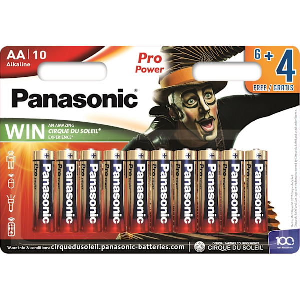 Set med 3 produkter. Panasonic Pro Power batteri LR6PPG/10B (6+4st)