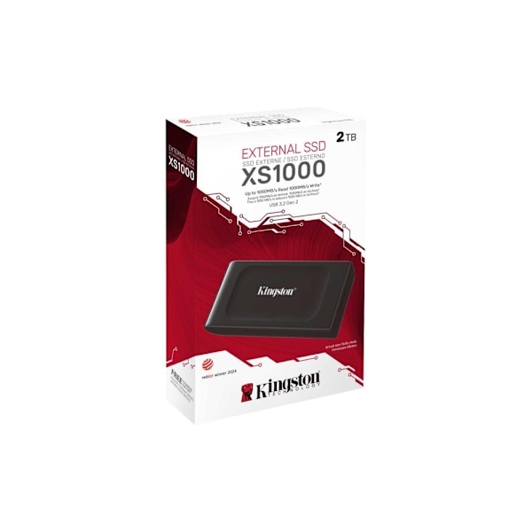 Ekstern SSD xs1000 (2tb, usb 3.2, skrivehastighet 1000 mbyte/sek, lesehastighet 1050 mbyte/sek, sxs1000r/2000g), Kingston