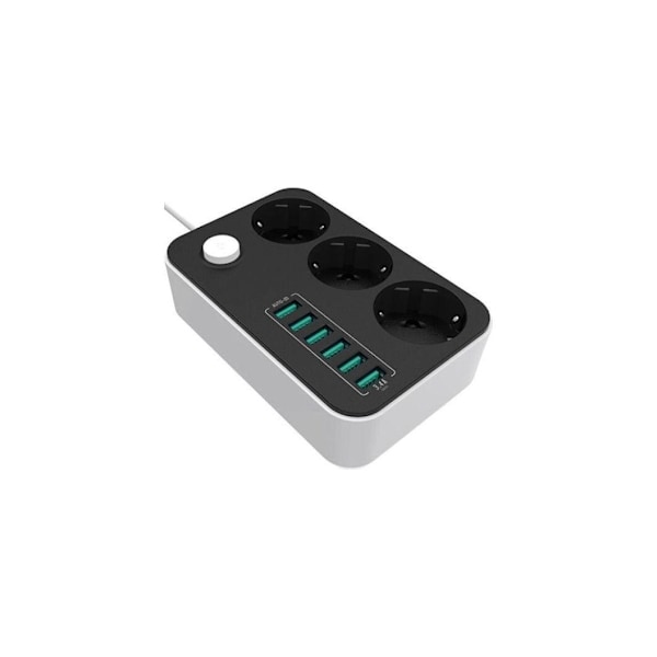 ColorWay, strømuttak: 3 EU-plugger/6USB svart, CW-CHE36B