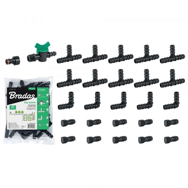 Set med 10 produkter. Tillbehörssats för droppledning 16mm - 27st.