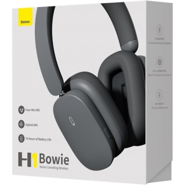 BT hörlurar Bowie H1 ANC Grå, Baseus