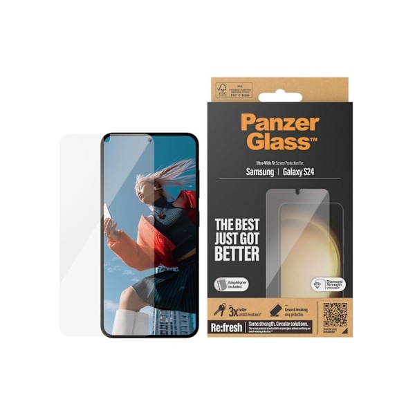 PanzerGlass, Skärmskydd, Samsung, Galaxy S24, Polyetylentereftalat (PET), Transparent, Ultra-Wide Fit wA