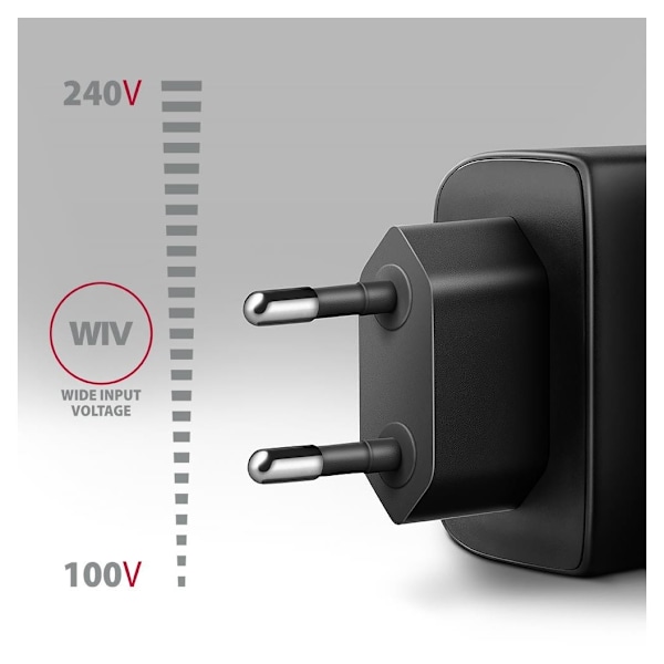 AXAGON, GaN vægoplader 2x port (USB-A + USB-C), PD3.0/PPS/QC4+/SFC2.0/AFC/SCP/FCP/Apple, 45W, ACU-PQ45