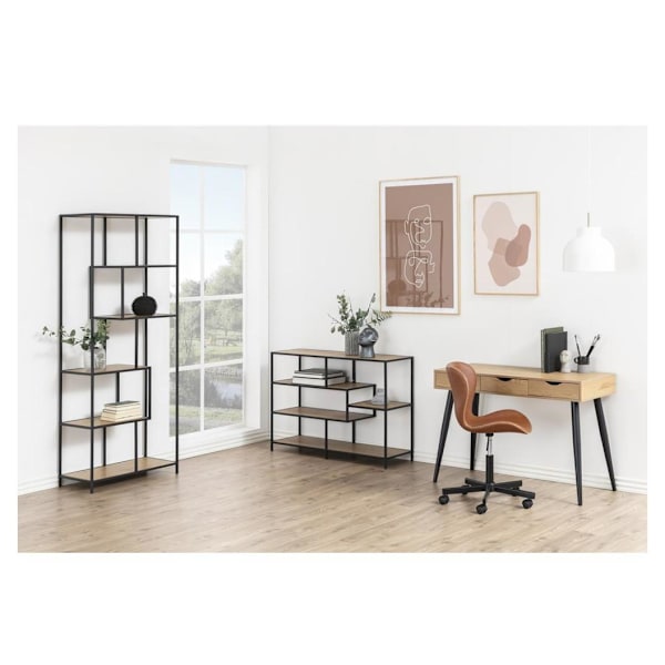 Hylla SEAFORD 77x35xH185cm, vild ek/svart