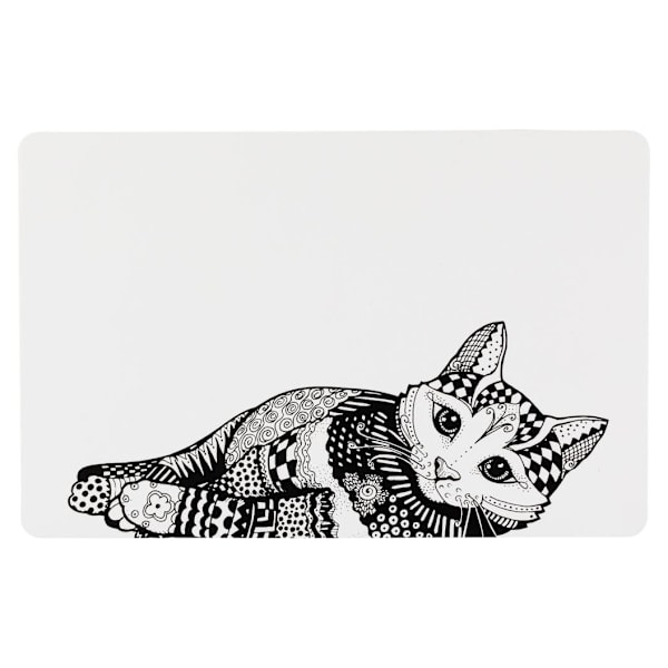 Zentangle dækkeserviet, 44 × 28 cm, hvid/sort