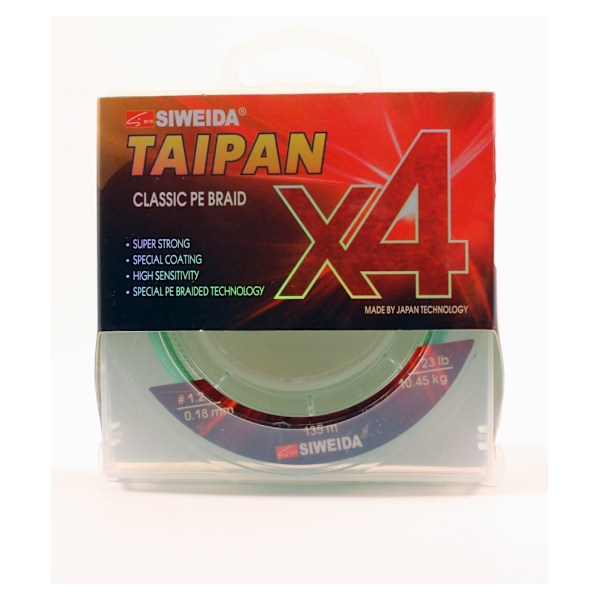 Flettet fiskeline SWD Taipan Classic PE X4 0,18mm 135m 10,45kg lysegrøn