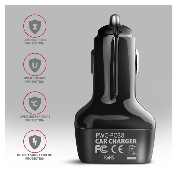 AXAGON, Dobbelt biloplader, 38W, PWC-PQ38