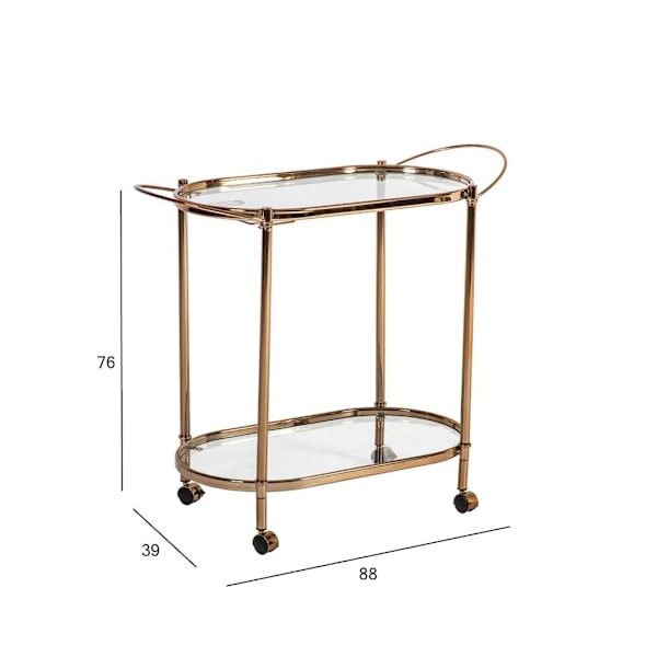 Serveringsvagn GENUA 88x39xH76cm, gyllene