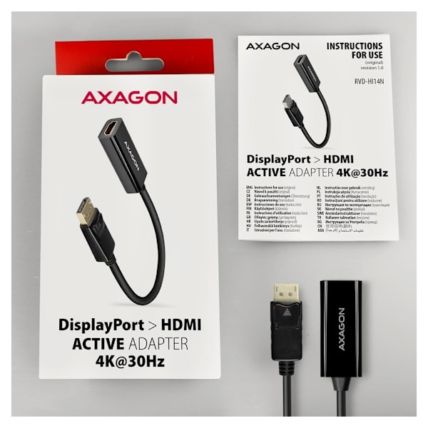 AXAGON, DisplayPort till HDMI, Aktiv adapter