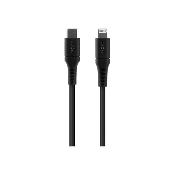 Kiinteä, nestemäinen silikonikaapeli USB-C/Lightning, 2m, FIXDLS-CL2-BK