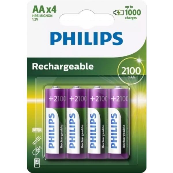Batteri, R6B4A210/10 Oppladbart AA / 4 stk, Philips