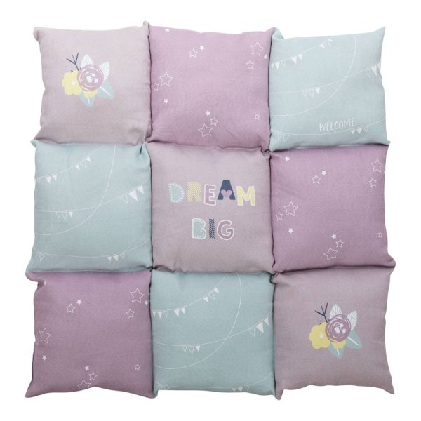 Junior patchwork makuumatto, 60 × 60 cm, vaalea lila/minttu/pinkki, Trixie