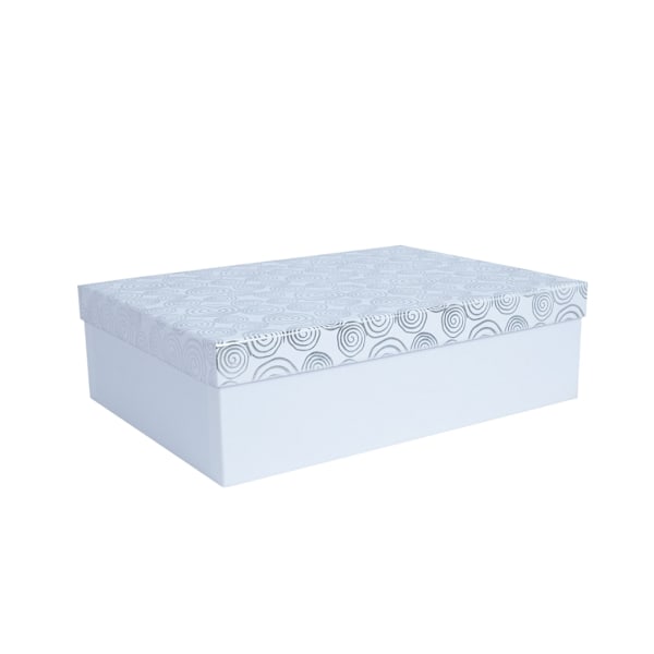 Box ELSA 22x16cm, med lock guld/silver, vit