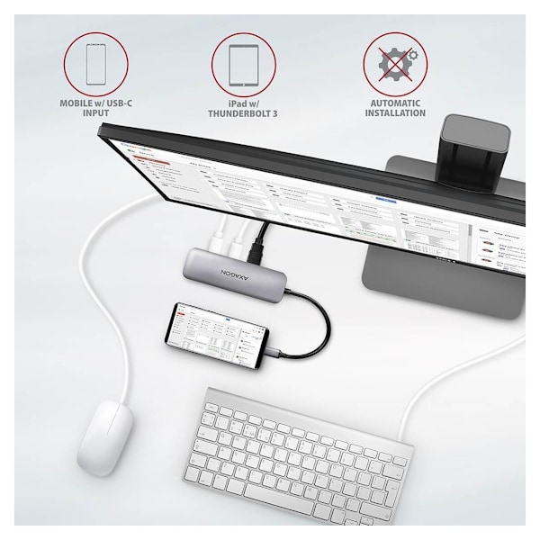 AXAGON, SuperSpeed ​​USB-C COMBO 5in1 Hub, HMC-5