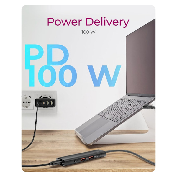 Raidsonic, 4-porttinen USB 3.2 Gen 2 -keskitin virtalähteellä, IB-HUB1437-CPD