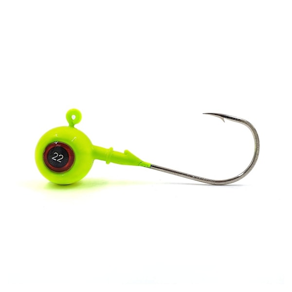Merganser Jig Head, 3D Eyes, 18 g, gul, Hooked by Gamakatsu 5/0, 2 stk.