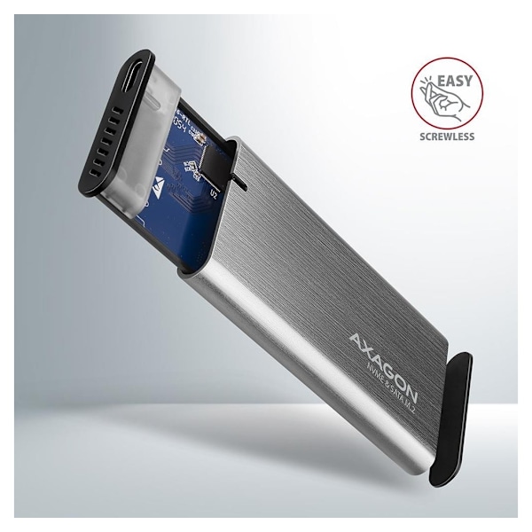 AXAGON, Extern USB-C 3.2 Gen 2 metalllåda för M.2 NVMe & SATA SSD-diskar, EEM2-SG2