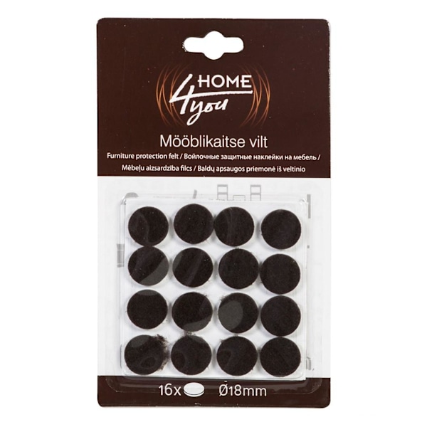 Möbelskyddande filtdynor D18mm, 16st, svart