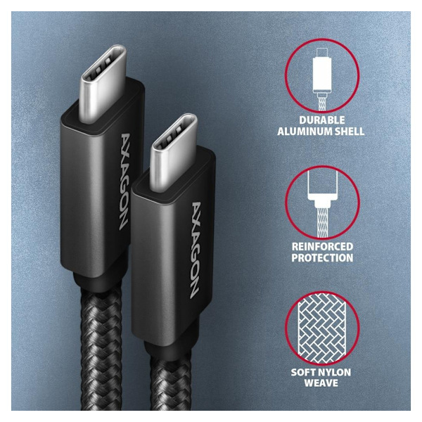 AXAGON, USB Type-C - USB Type-C, SPEED + USB-C, USB 20 Gbps kaapeli, 0,5 m, BUCM32-CM05AB