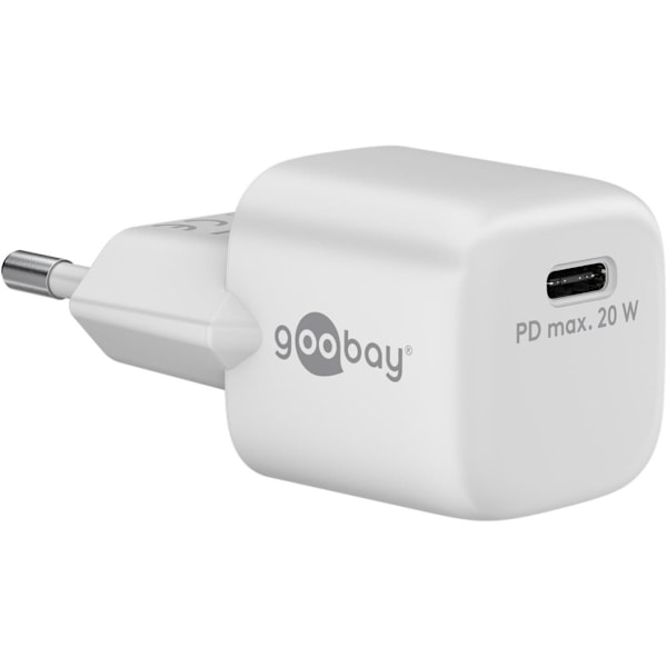 Goobay, USB-C PD GaN Hurtiglader Nano (20 W), Hvit Sort