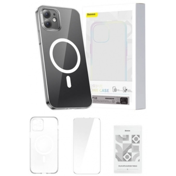 Crystal Magnetic Case and Tempered Glass iPhone 13" Transparent, Baseus