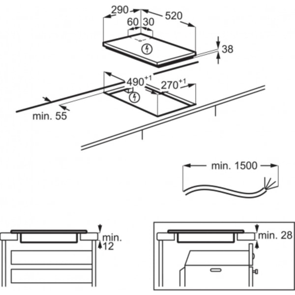 Indbygget keramisk kogeplade HRB32310CB, AEG