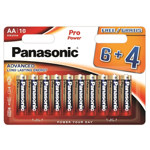 Sæt med 3 produkter. Panasonic Pro Power batteri LR6PPG/10B (6+4 stk)