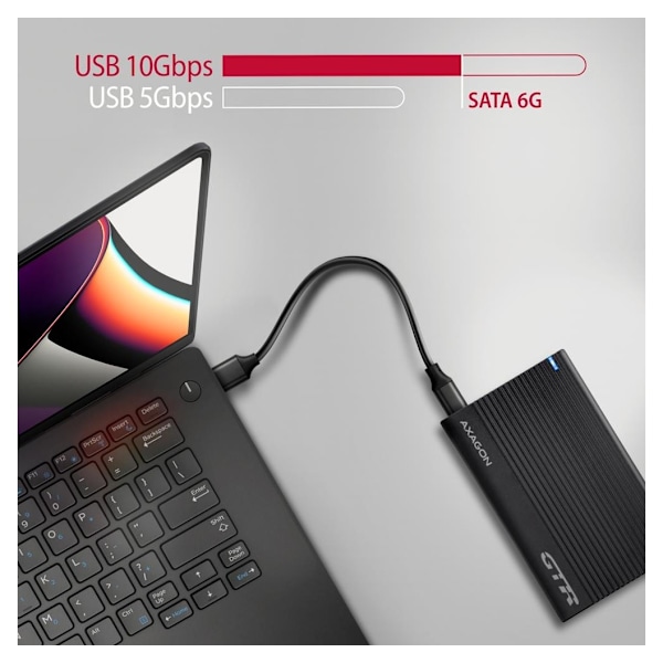 AXAGON, USB-C 10Gbps RIBBED Box, EE25-GTR