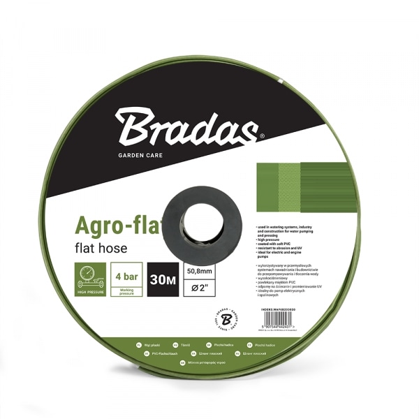 Litteä letku AGRO-FLAT WP4 / BP12 Bar - 2" / 50m - VIHREÄ