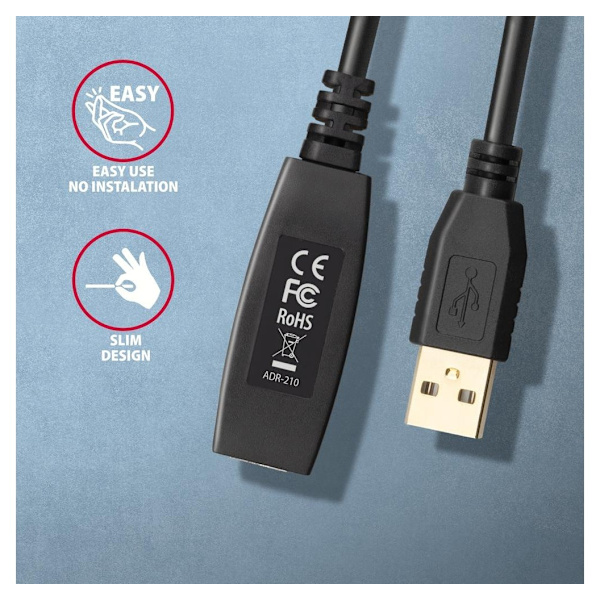 AXAGON, USB Type-A til USB Type-A, USB Repeater-kabel, ADR-210