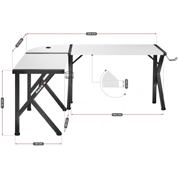 PC Furniture Hero 6.3 Vit, Huzaro