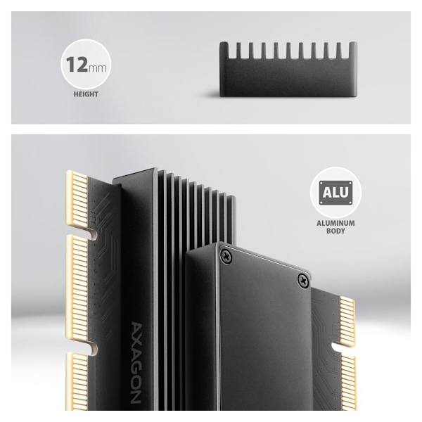 AXAGON, PCI-Express x16-adapter med kjøler for tilkobling av en NVMe M.2 SSD-stasjon til en datamaskin, PCEM2-XS
