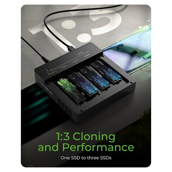 Raidsonic, 4-Bays USB4 Duplikator (1:3 klon) til NVMe M.2 SSD, IB-4013MCL-C4
