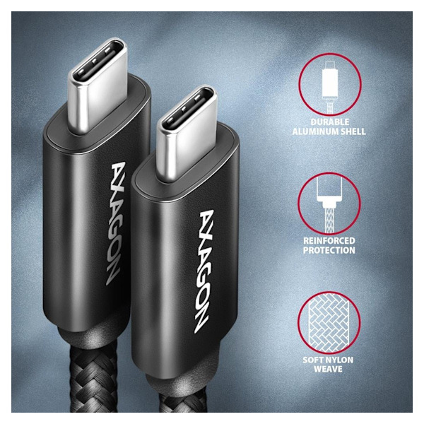AXAGON, USB Type C - USB Type C, Data og lading USB4 Gen 3x2-kabel, 1 m, BUCM432-CM10AB