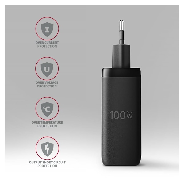 AXAGON, GaN-seinälaturi, 3x portti (USB-A + 2x USB-C), PD3.0/PPS/QC4+/SFC2.0/AFC/SCP/FCP/Apple, 100 W, ACU-DPQ100