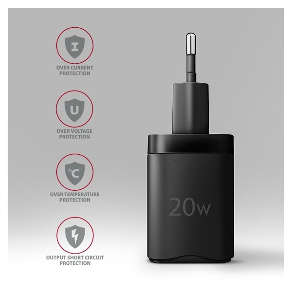 AXAGON, vegglader 1x port USB-C, PD3.0/PPS/QC4+/AFC/FCP/Apple, 20W, ACU-PD20