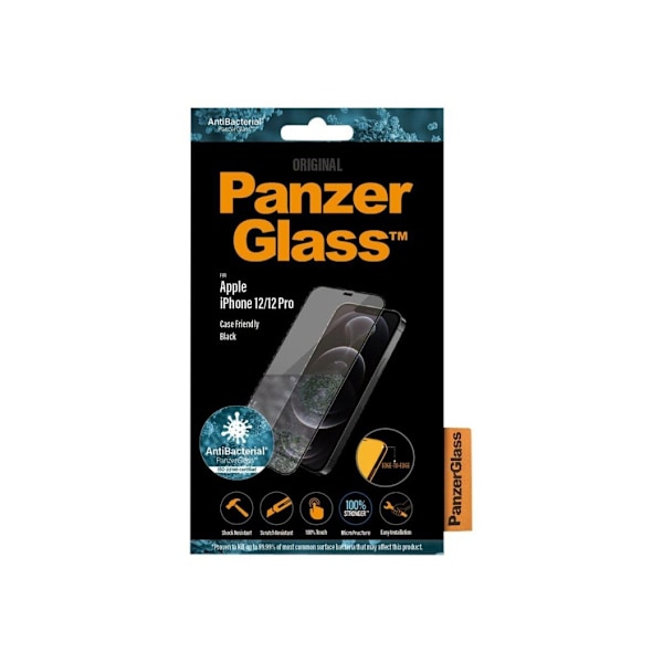 PanzerGlass, Apple, iPhone 12/12 Prolle, lasi, musta, 100 % kosketus, pinnoite on myrkytön, koteloystävällinen