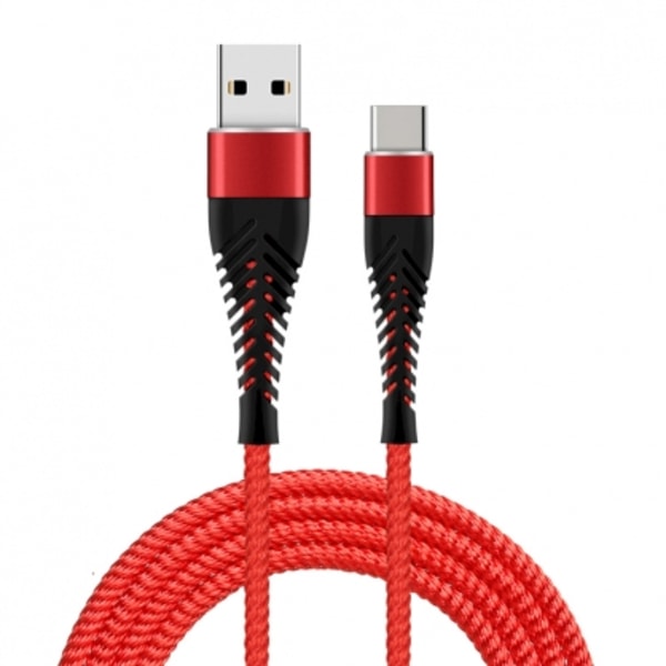 USB-kaapelit ja laturit, "Fishbone USB-A - USB-C 30W / 3A / 1,5m" punainen, fuusiotarvikkeet